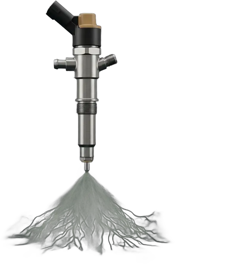 Injector diesel cu jet de pulverizare, randare 3D